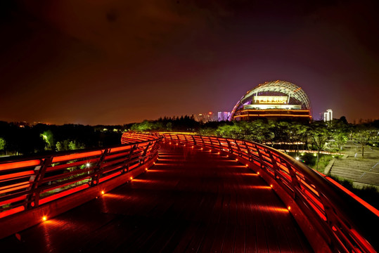 金华彩虹桥婺剧院夜景