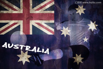 澳大利亚国旗下的足球运动员