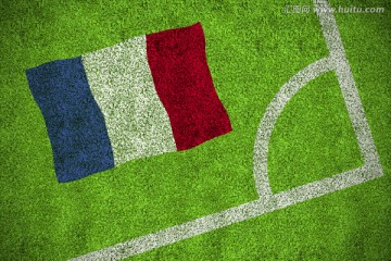 足球场角落的法国国旗