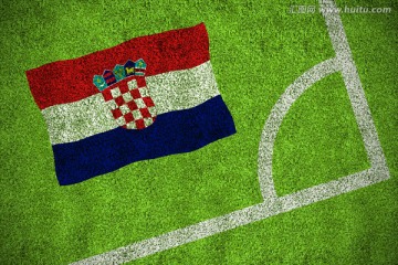 足球场角落的克罗地亚国旗