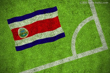足球场上一角的哥斯达黎加国旗