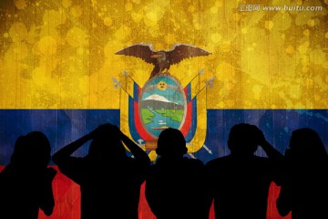 对厄瓜多尔国旗影响球迷的剪影