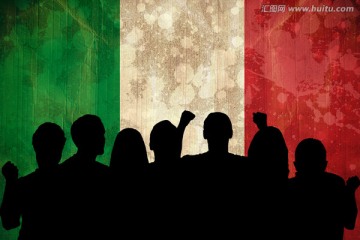 影响意大利国旗球迷的剪影