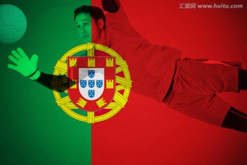 守门员跳起来反对葡萄牙国旗