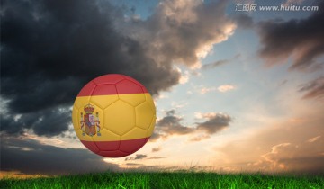 草地上的西班牙足球