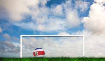 足球上的哥斯达黎加国旗图案