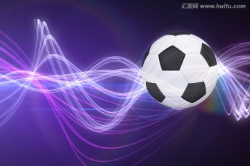 紫色弯曲激光前的足球