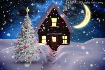 圣诞树与房屋的复合形象