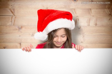 小女孩戴着圣诞帽的复合形象