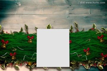 冷杉枝圣诞装饰花环复合图像