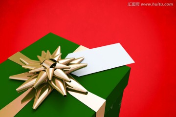 绿色和金色圣诞礼品的复合形象
