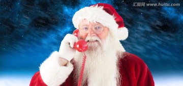 圣诞老人打着电话的复合形象