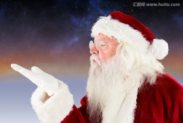 圣诞老人伸出手掌的复合形象