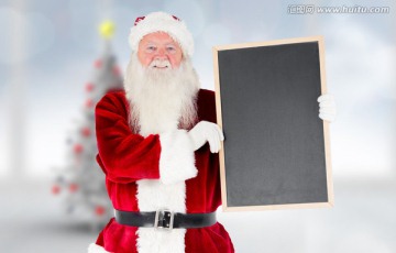 圣诞老人拿着黑板的复合形象