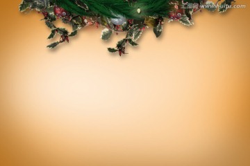 喜庆的圣诞花环和橙色的小插曲