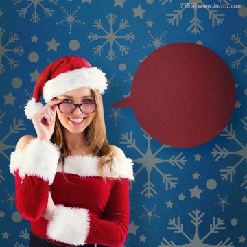 女人穿着圣诞服戴眼镜的复合形象