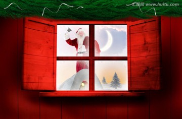 窗外的圣诞老人的复合形象