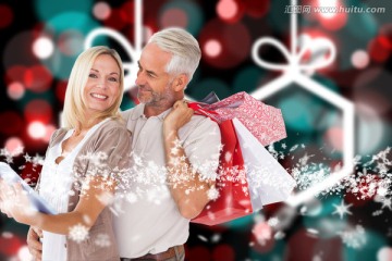 圣诞节日情侣购物海报