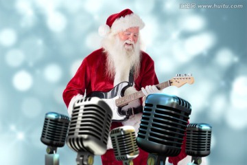 圣诞老人唱歌的复合形象