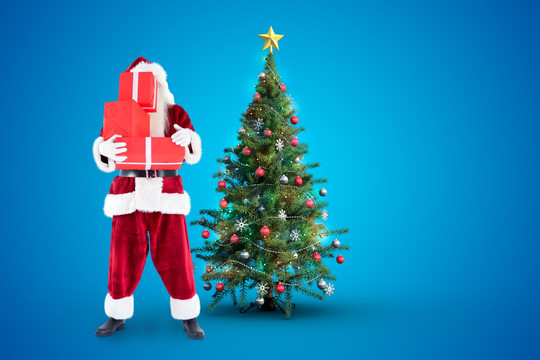 圣诞老人抱着礼物的复合形象
