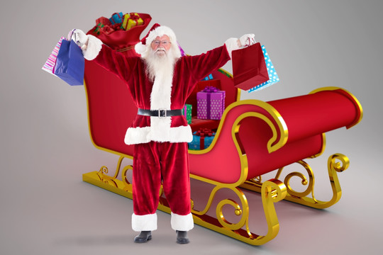 圣诞老人拎着礼品袋的复合形象