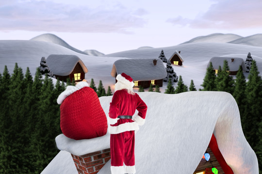 屋顶上圣诞老人的复合形象
