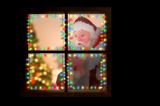 圣诞老人看着窗外的复合形象