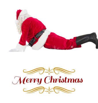 圣诞老人趴在地上的复合形象