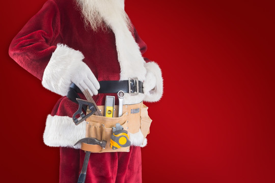 圣诞老人带着工具的复合形象