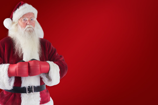 圣诞老人戴拳击手套的复合形象