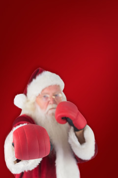 圣诞老人带着拳击手套的复合形象