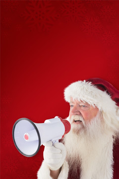 圣诞老人拿着扩音器的复合形象