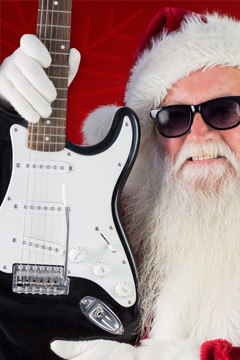 圣诞老人拿着吉他的复合形象