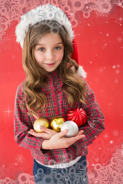 小女孩戴着圣诞帽的复合形象