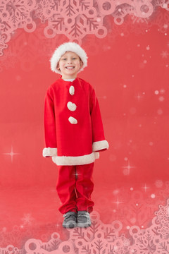小男孩穿着圣诞装的复合形象