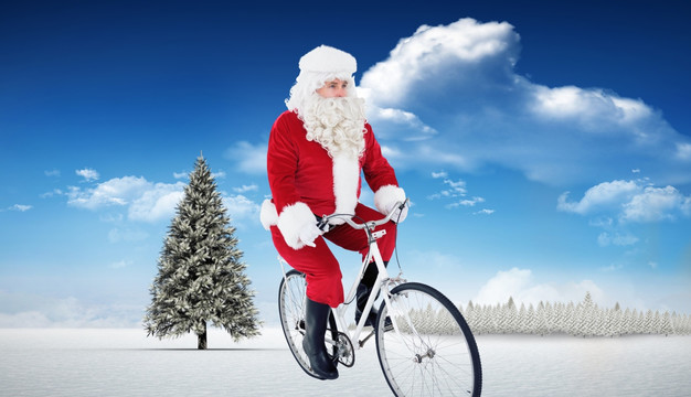 圣诞老人骑自行车的复合形象