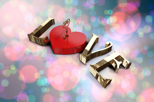 锁和钥匙形成的爱的字母