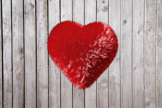 红色的心对数字产生的灰色木板
