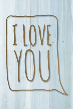 我爱你对漂白的木板背景