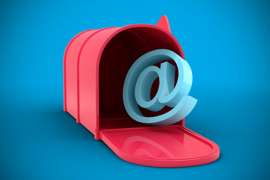 红色电子邮件信箱的复合形象