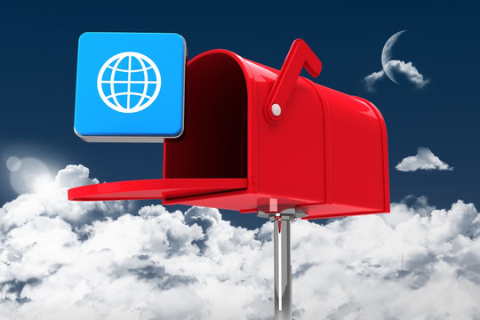 红色邮件信箱的复合图像