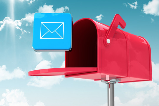 红色的电子邮件信箱复合图像