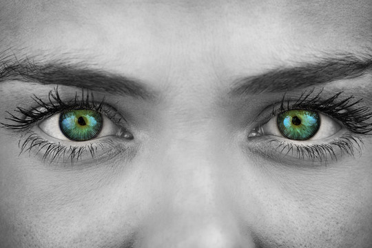 绿色眼睛的复合图像
