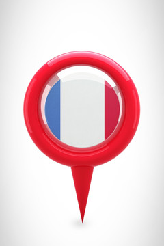 法国国旗上的地图标记