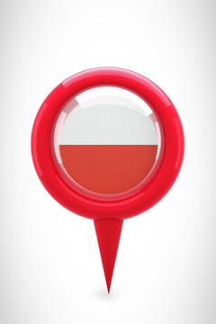 接近波兰国旗的地图标记