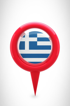 希腊国旗上的地图标记