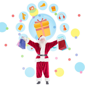 圣诞老人拎着礼物袋的复合形象