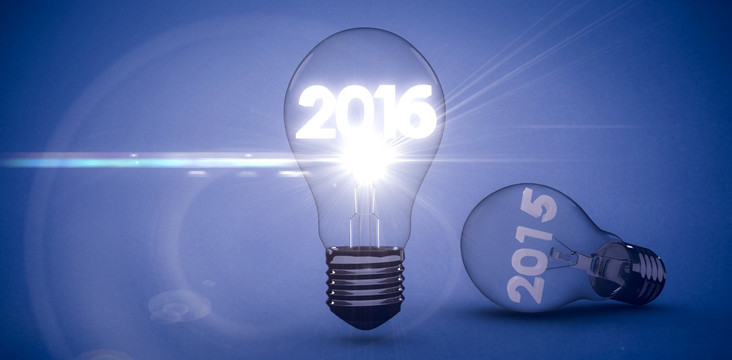 2016用灯泡对蓝色背景