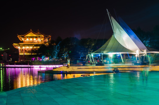 水心河 夜景 会昌阁