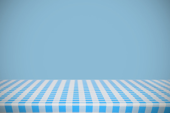蓝色和白色的桌布